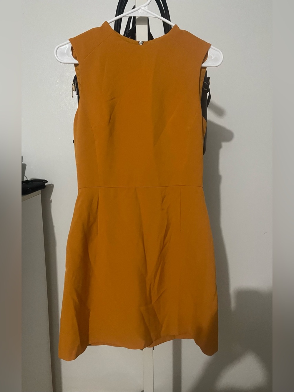 French Connection Sleeveless A-Line Dress in Mustard Yellow